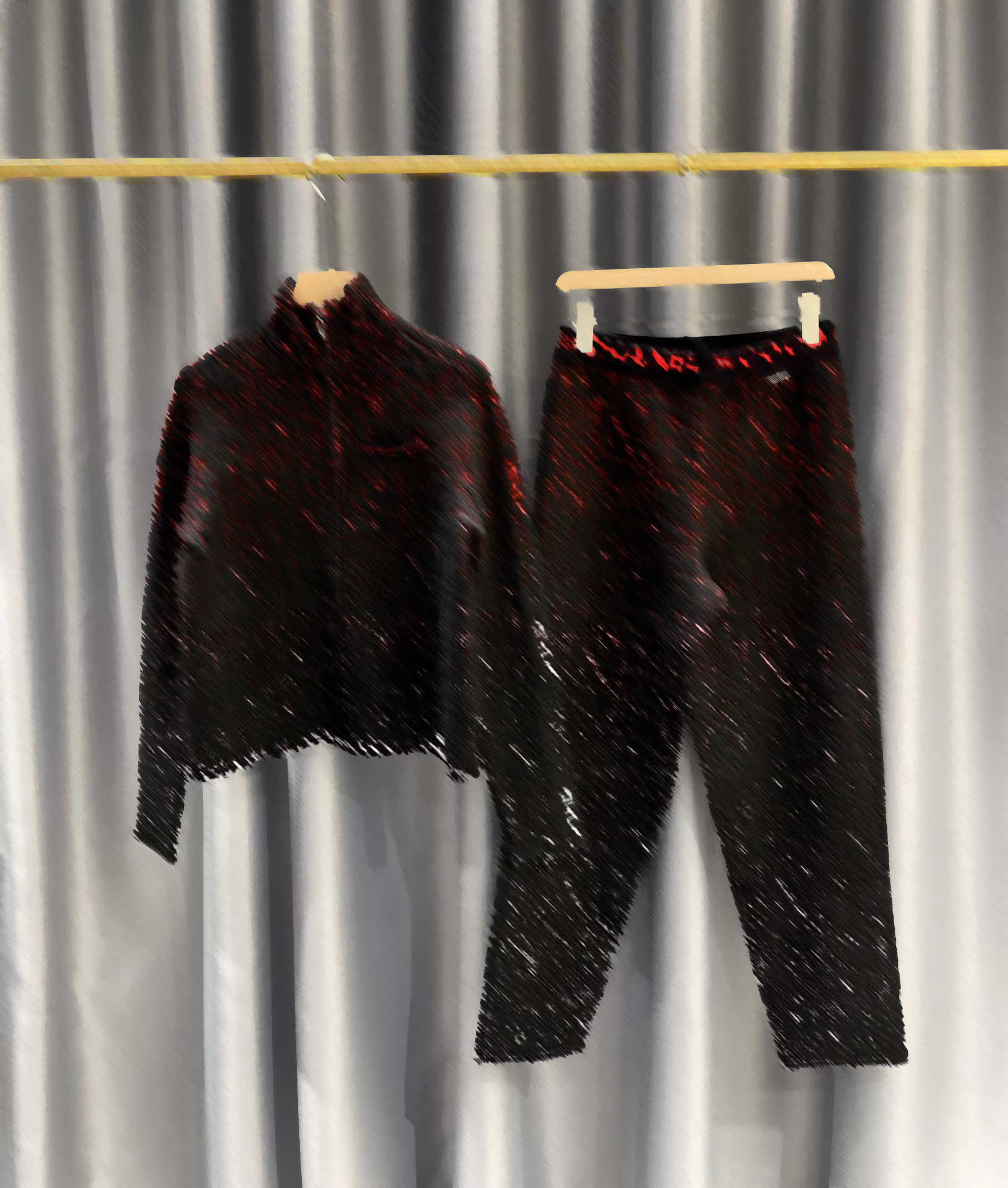 Two Pieces Sets Womens Two Piece Pants Tracksuit Gradient Colour Printing Stand Collar Zipper Open Short Jacket Letter Webbing Loose Trousers Women