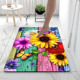 Tapis absorbant en terre de diatomées à grain de bois - tapis de bain antidérapant super absorbant et à séchage rapide pour salle de bain et cuisine