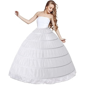 Rococo Baroque Victorian Petticoat Hoop Skirt Under Skirt Crinoline Slips Floor Length Princess Bridal Women's 6 Hoops Ball Gown Masquerade Performance Wedding