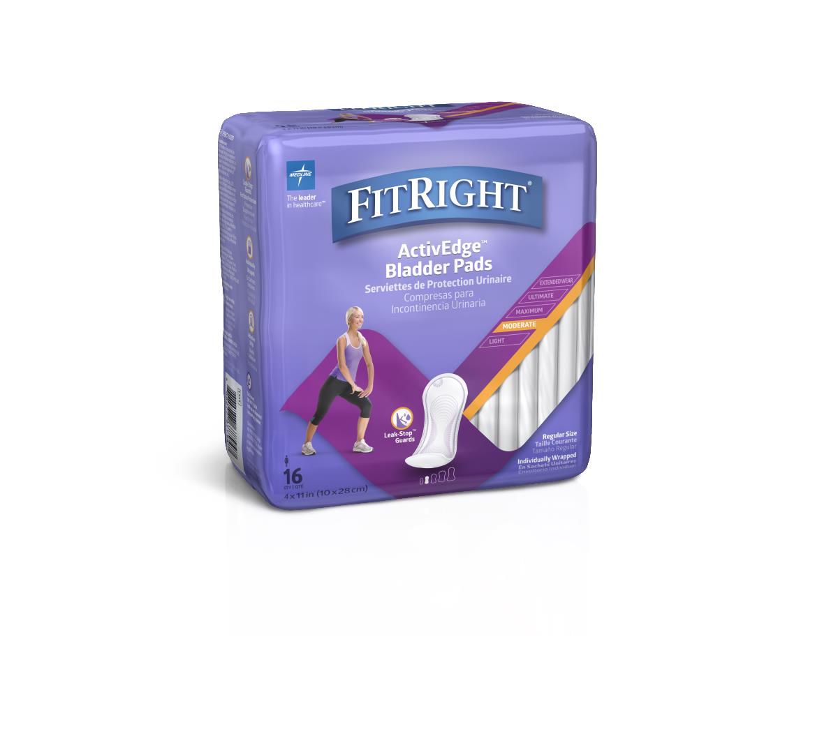FitRight Bladder Control Pads Moderate 16 Each - Bag