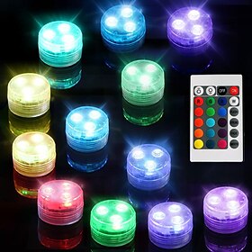 Submersible Pool LED Light with Remote RGB Aquarium Diving Light Battery Powered 3LED Underwater Light Wedding Pond Pool Bathtub Aquarium Party Vase Decoration