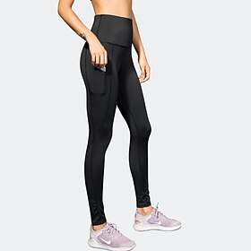 Mulheres Leggings de Ginástica Calça Joggers Leggings Bolsos com bolso para telefone Básico Leve Cintura Alta Ioga Ginástica Treino de Ginástica Calças Preto A