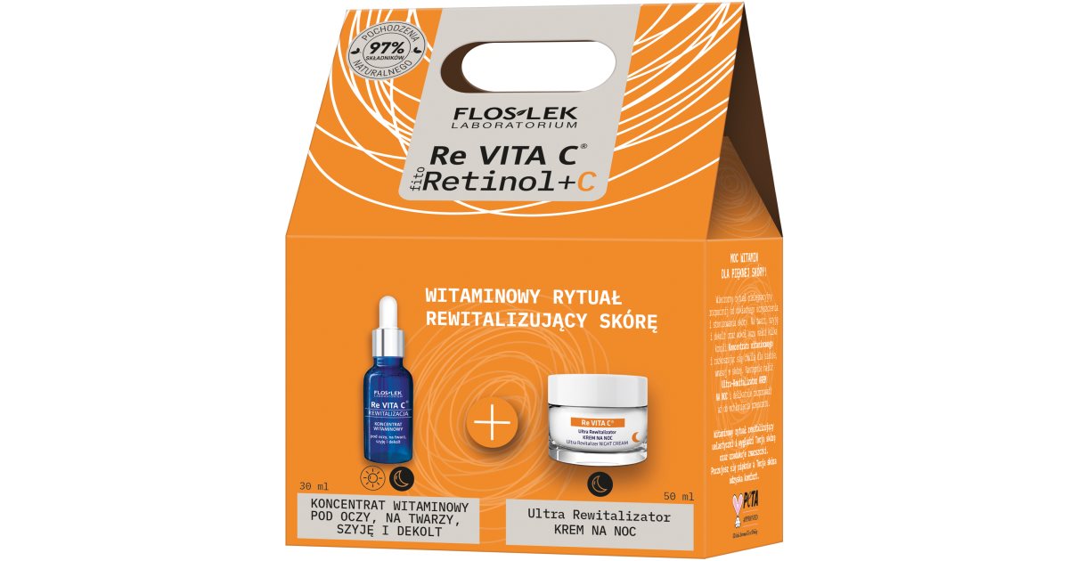 Floslek Laboratorium Revita presentförpackning med retinolkoncentrerat ansiktsserum 30 ml + vitaliserande nattkräm för mogen hud 50 ml