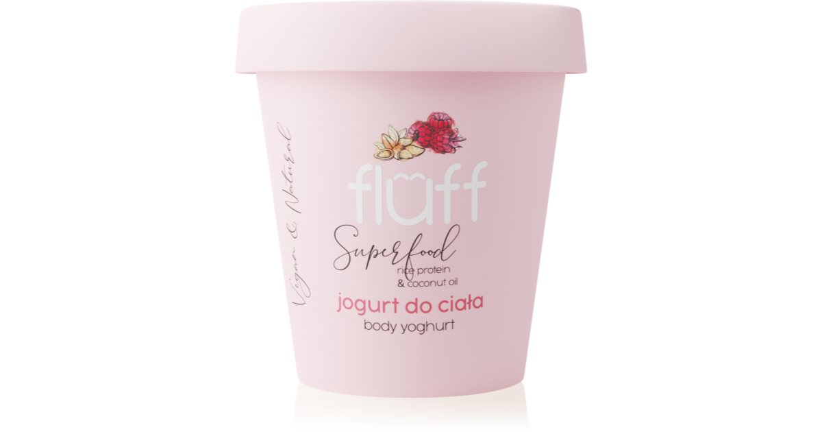 Fluff Himbeer-Mandel-Joghurt für den Körper, Reisproteine und Kokosnussöl, 180 ml