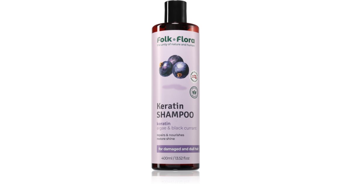 Folk & Flora Rekonstituierendes Shampoo mit schwarzer Johannisbeere, nährende Wirkung, 400 ml