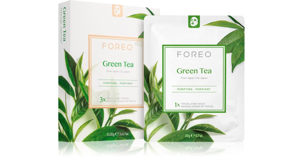 Foreo Farm To Face Mask Maska w płachcie Green Tea Soothing dla skóry mieszanej 3X20 G