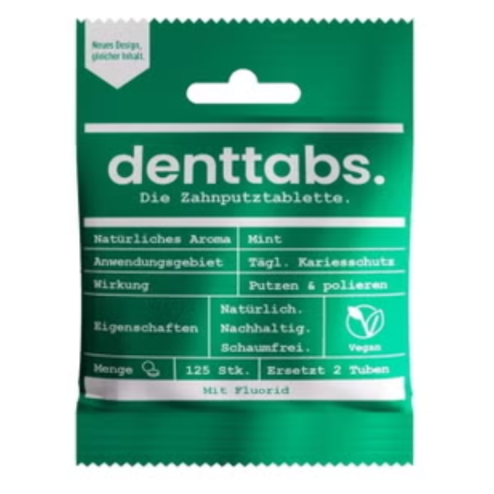 Denttabs. Pasta de dinti Tablete - Stevia si Menta cu Fluor 125 bucati.