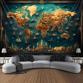 International Map Vintage Hanging Tapestry Wall Art Large Tapestry Mural Decor Photograph Backdrop Blanket Curtain Home Bedroom Living Room Decoration