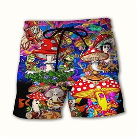 Homens Bermuda de Surf Shorts de Natação Calção Justo de Natação Com Cordão com forro de malha Cintura elástica Estampas Abstratas Cogumelo Secagem Rápida Curt