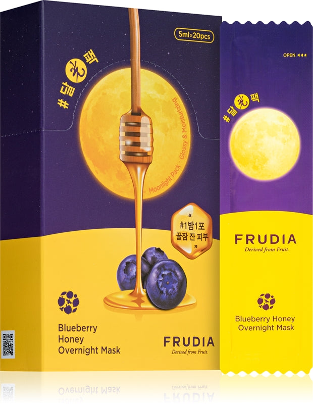 Frudia Feuchtigkeitsspendende Nachtmaske mit Blaubeerhonig für empfindliche und trockene Haut, 20 x 5 ml