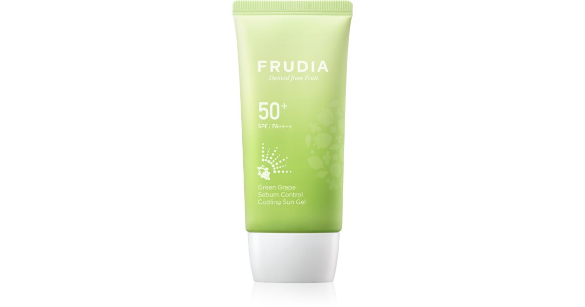Frudia Solgrønn drue Control Fuktighetsgivende bruningsgel for fet og kombinert hud Spf 50+ 50 G