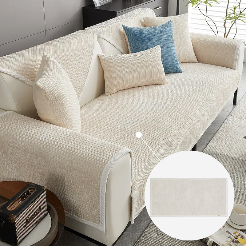 Simple Striped Chenille Pet Anti-scratch Couch Cover, Beige - Seat Cover - 35.4*82.7 in(1 pc)