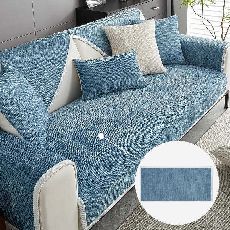 Simple Striped Chenille Pet Anti-scratch Couch Cover, Blue - Seat Cover - 41.34*70.9 in(1 pc)