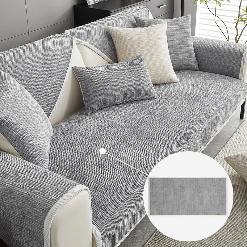 Simple Striped Chenille Pet Anti-scratch Couch Cover, Grey - Seat Cover - 35.4*63 in(1 pc)