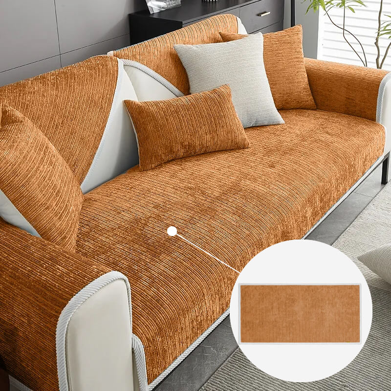 Simple Striped Chenille Pet Anti-scratch Couch Cover, Orange - Seat Cover - 35.4*82.7 in(1 pc)