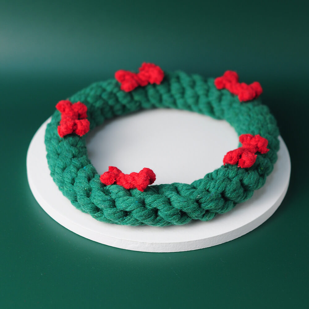 Christmas Cotton Rope Toy Chew Resistant Luxury Dog Gifts Teething Toys, Circle