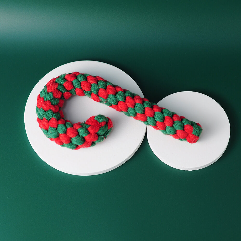 Christmas Cotton Rope Toy Chew Resistant Luxury Dog Gifts Teething Toys, Christmas Cane