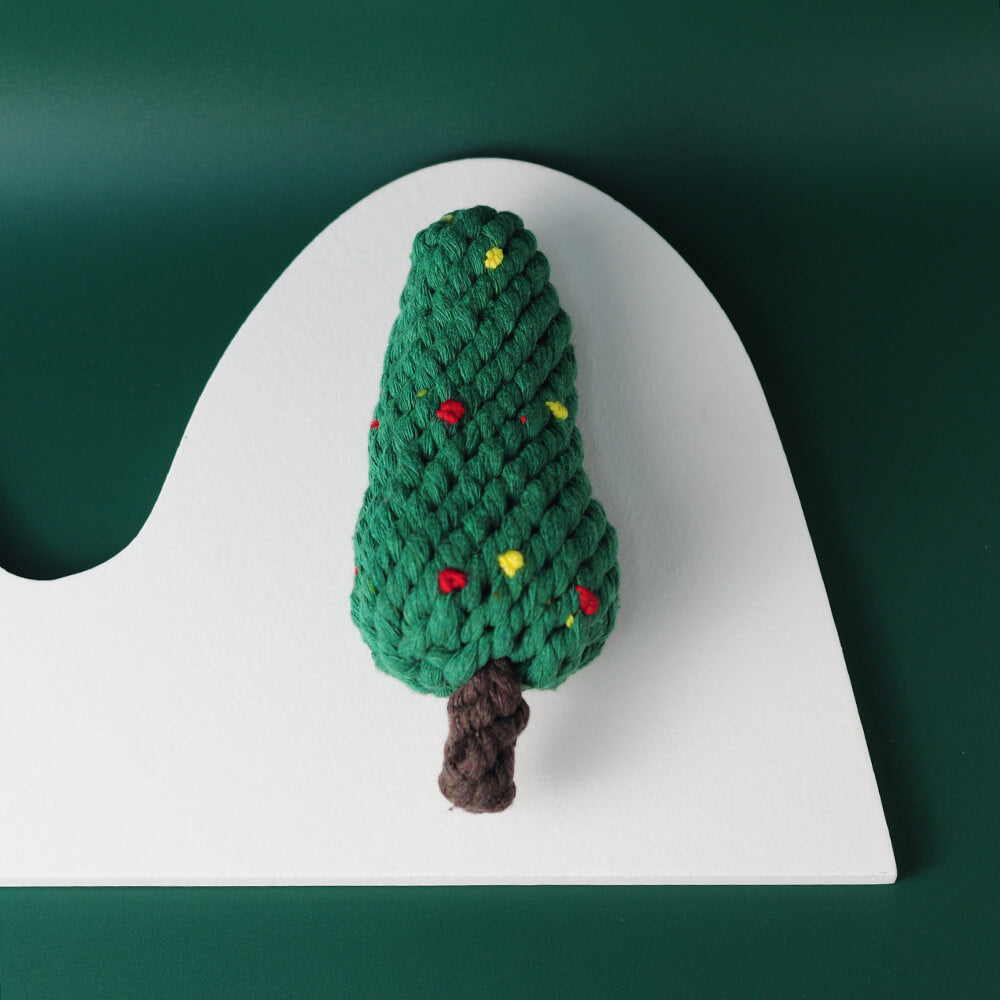 Christmas Cotton Rope Toy Chew Resistant Luxury Dog Gifts Teething Toys, Christmas Tree