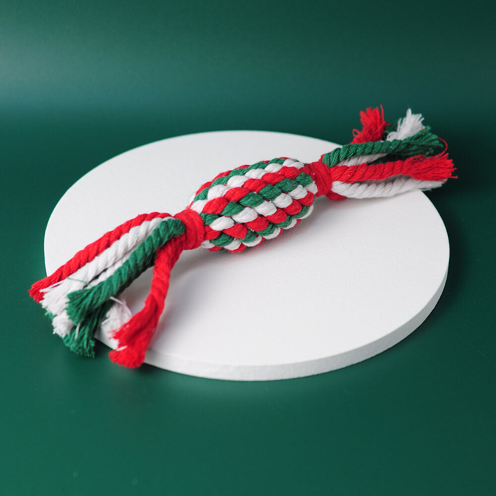 Christmas Cotton Rope Toy Chew Resistant Luxury Dog Gifts Teething Toys, Candy