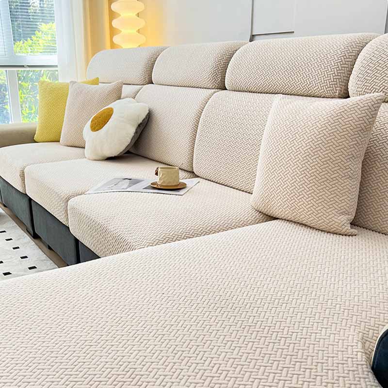 Colourful Fleece Sofa Cover Furniture Protector Couch Cover, Beige - 1pc - Pro-L