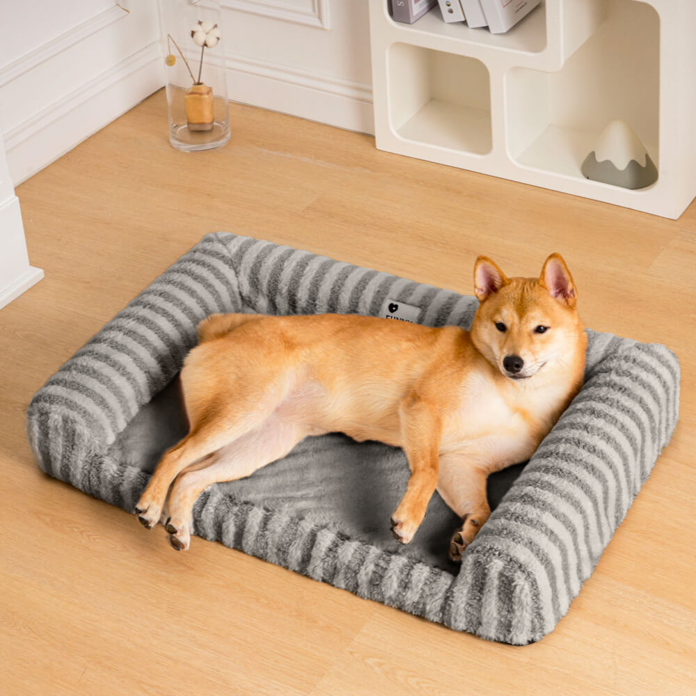 Deluxe Fluffy Full Support Anxiety Relieving Large Dog Bed, Grey - S