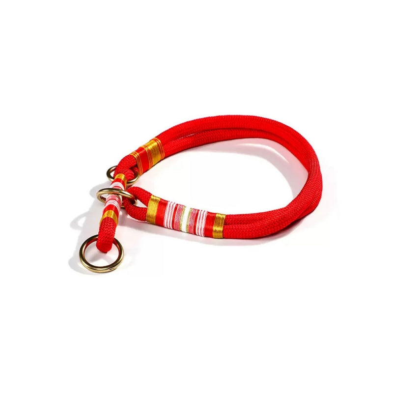 Hand-knitted Braided Rope No Pull Cool Dog Accessories Training Collar, Red - L