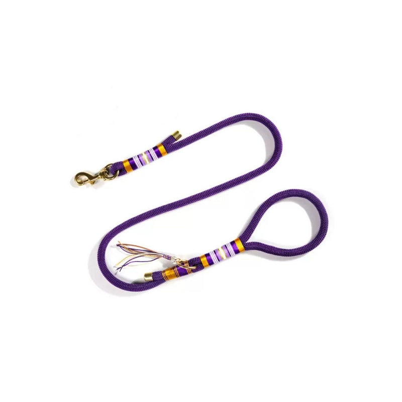 Hand-knitted Braided Rope Cool Dog Accessories Training Leash, Purple - 8mm*130cm