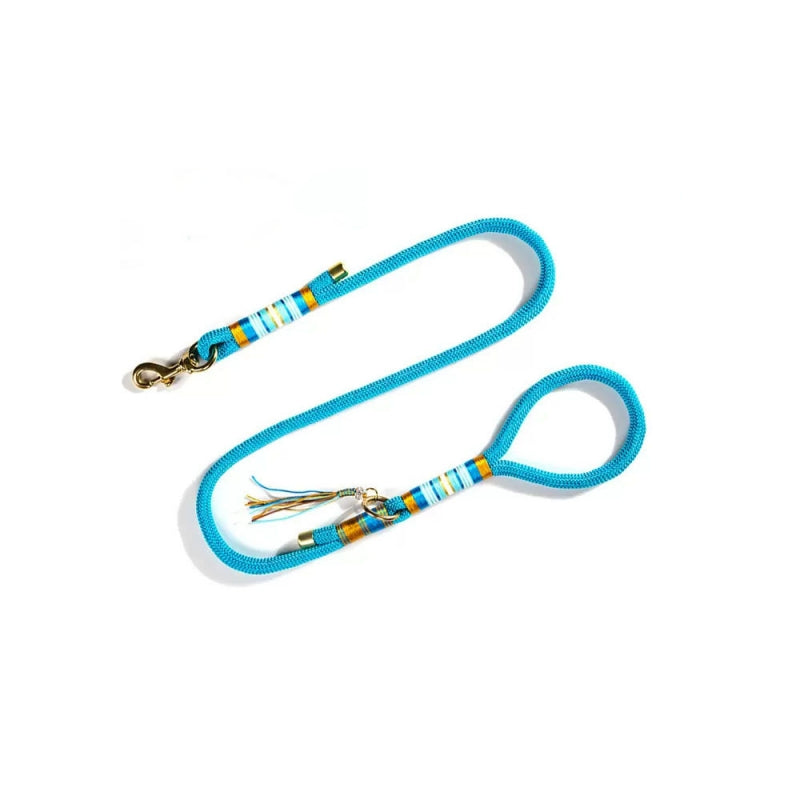 Hand-knitted Braided Rope Cool Dog Accessories Training Leash, Blue - 8mm*130cm