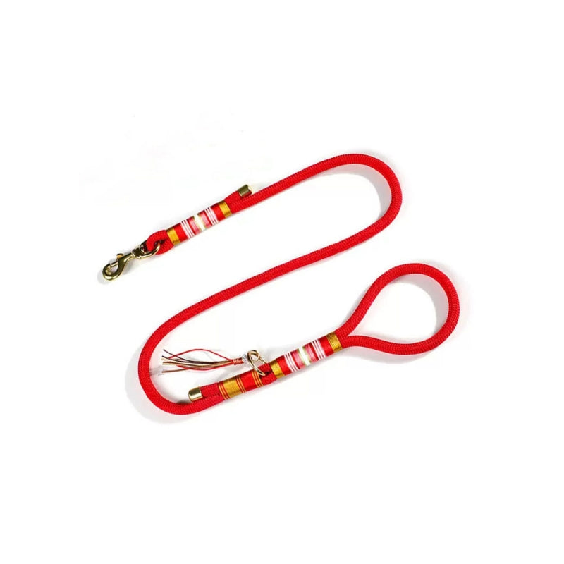 Hand-knitted Braided Rope Cool Dog Accessories Training Leash, Red - 8mm*130cm