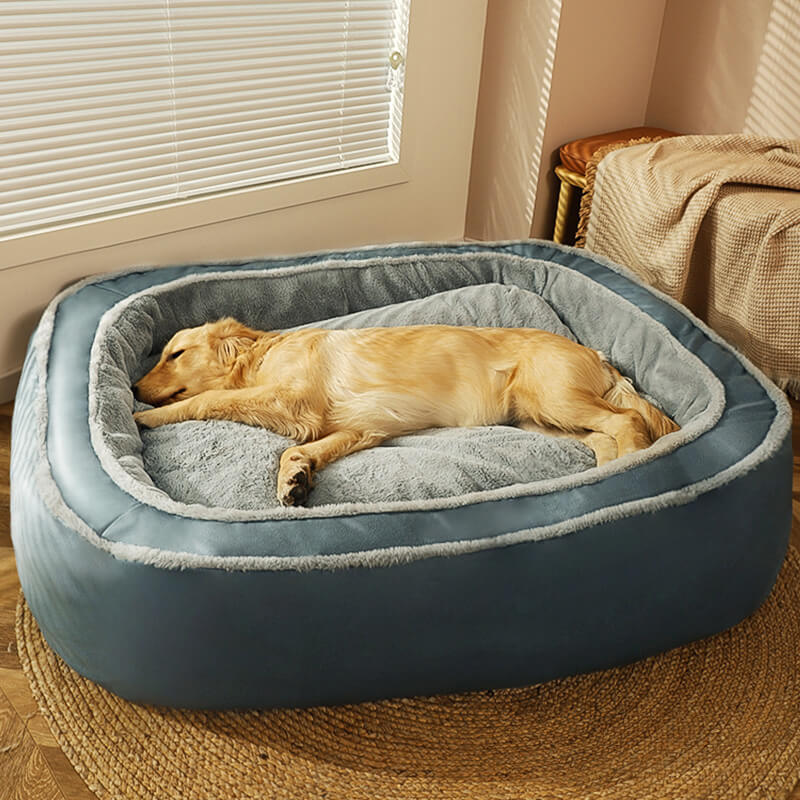Large Warm Deep Sleeping Bed Dog Bed, Navy Blue - L