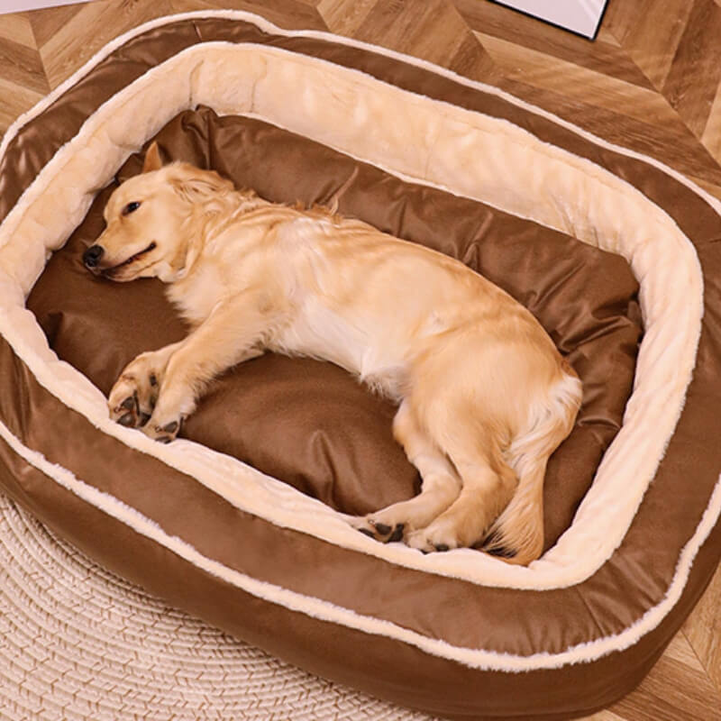 Large Warm Deep Sleeping Bed Dog Bed, Dark Brown - XL