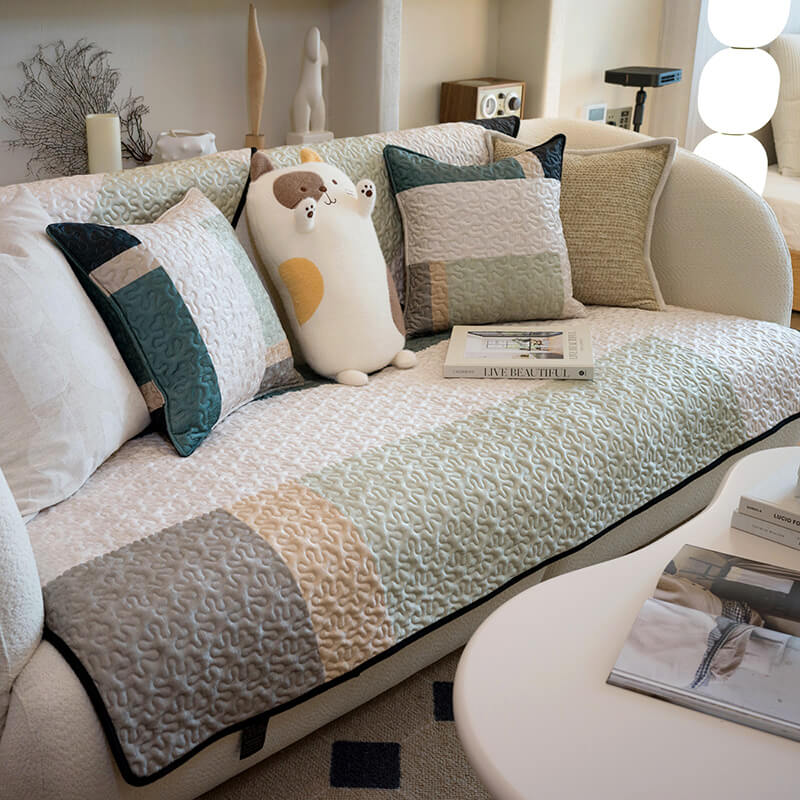 Light Luxury Cotton Sofa Cover Anti-Scratch Furniture Protective Couch Cover, Barley - 35.43*35.43 in(1 pc)