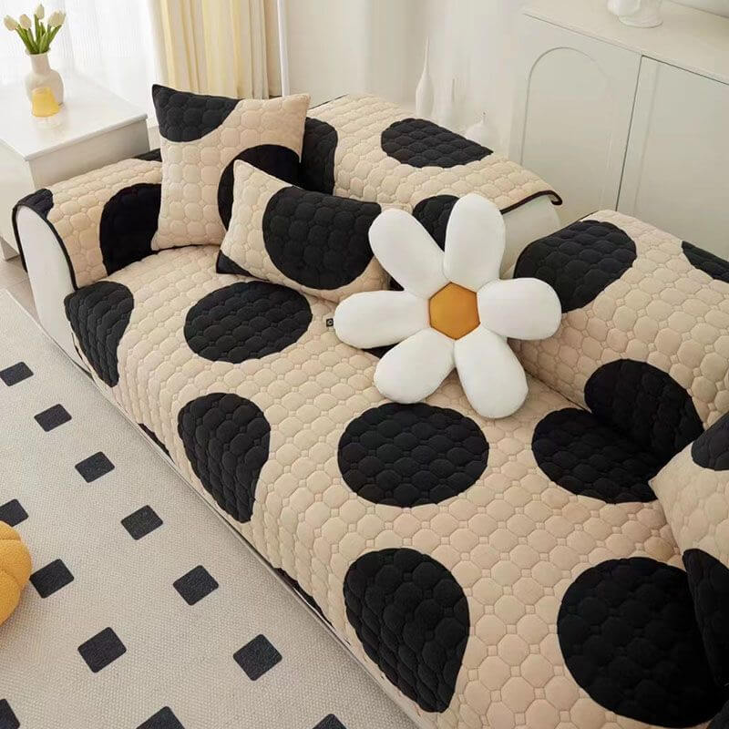 Milk Velvet Sofa Cover Furniture Non-slip Protection Couch Cover, Brown Sugar - Two Seat Set(5 pcs)