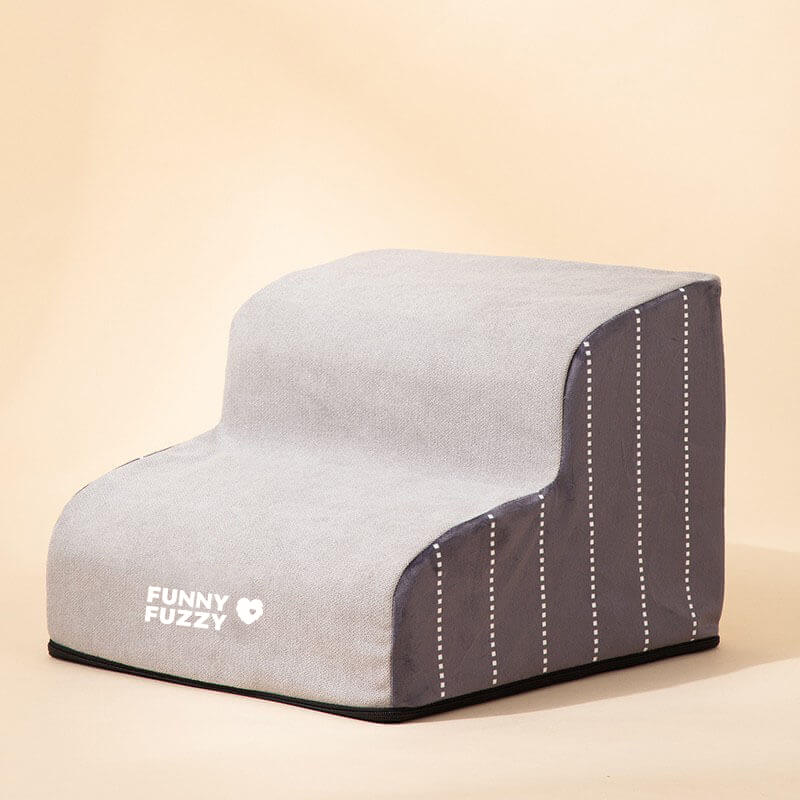 Plain Pattern Pet Climbing Ladder Removable Dog Stairs, Grey - 2-steps