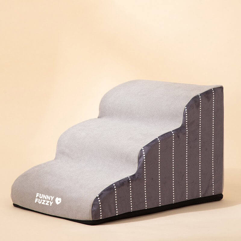 Plain Pattern Pet Climbing Ladder Removable Dog Stairs, Grey - 3-steps