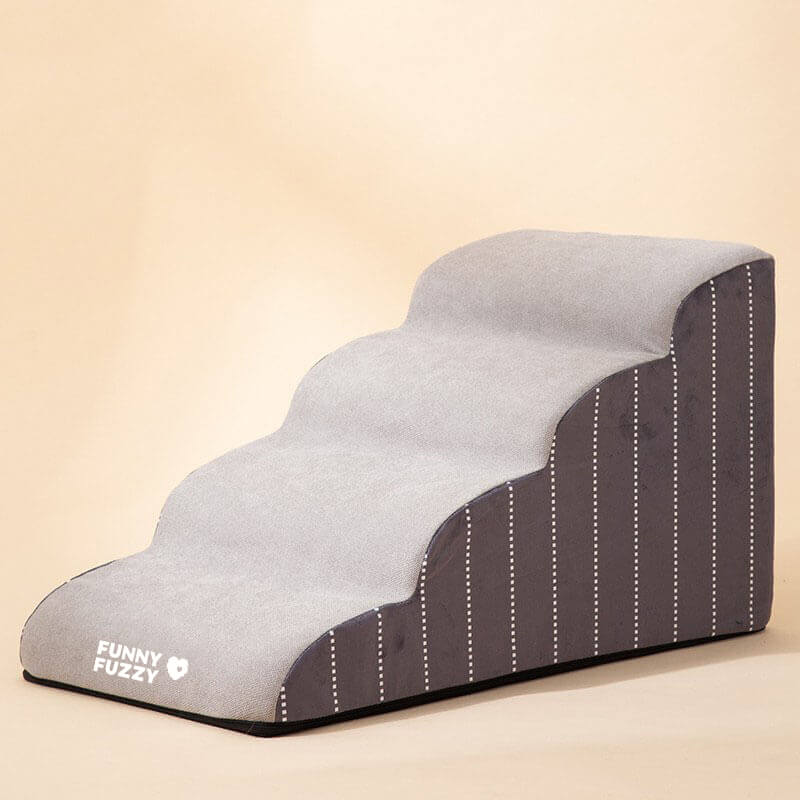 Plain Pattern Pet Climbing Ladder Removable Dog Stairs, Grey - 4-steps