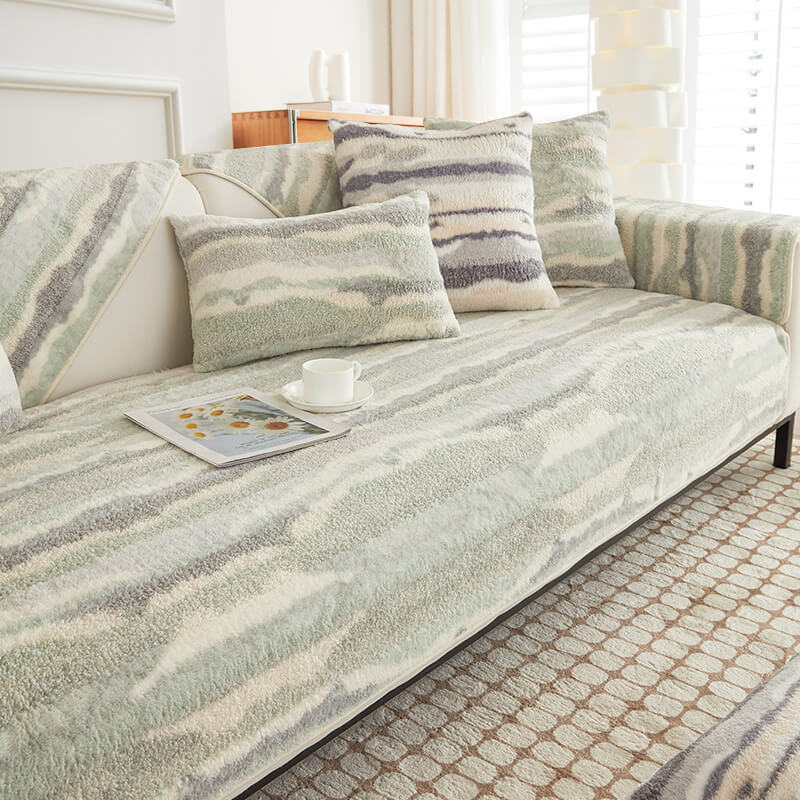 Plush Cream Comfort Furniture Protective Mat Couch Cover, Green - 27.6*27.6 in(1 pc)