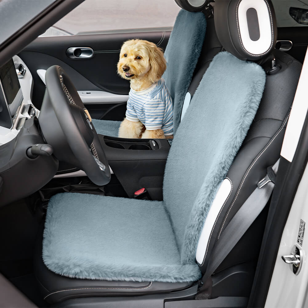 Warm Plush Universal Human Dog Car Seat Cover, Grey - Two Seat