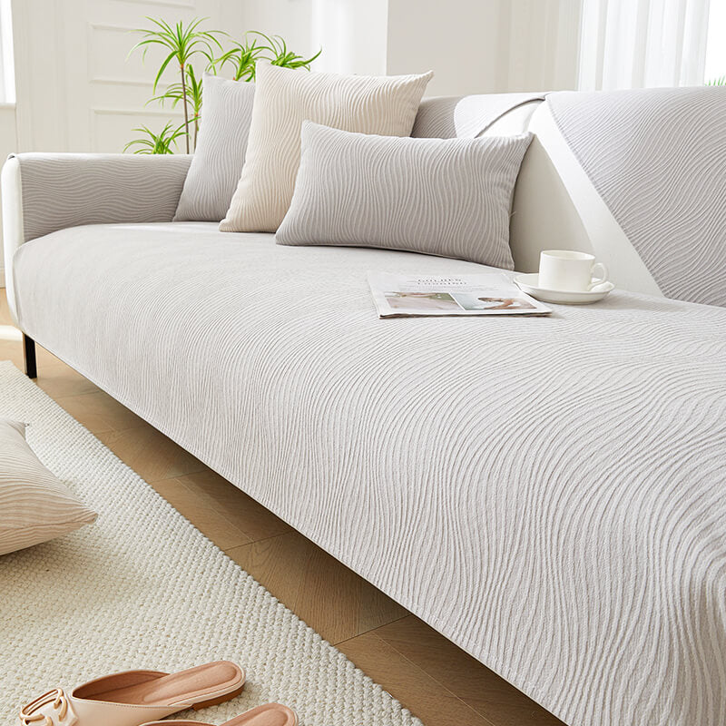 Wood Grain Texture Soft Chenille Anti-scratch Couch Cover, Light Grey - 35.4*70.9 in(1 pc)