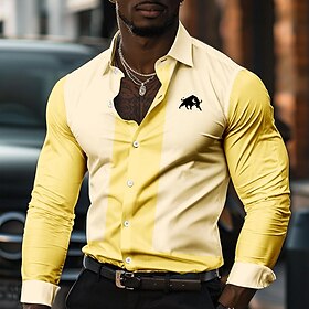 Chemises d'affaires décontractées pour hommes, en satin de soie artificielle, formelles, été, printemps, automne, manches longues, jaune, gris s, m, l