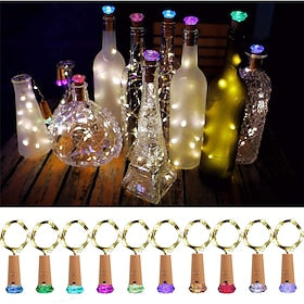 20 Pack Wine Bottle Lights with Cork 20LEDS Fairy Battery Operated Mini Lights Diamond Shaped LED Cork Lights for Wine Bottles DIY Party Decor Christmas Hallow