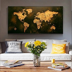 carte du monde imprime mur art moderne photo décor à la maison tenture murale cadeau roulé toile sans cadre non étiré