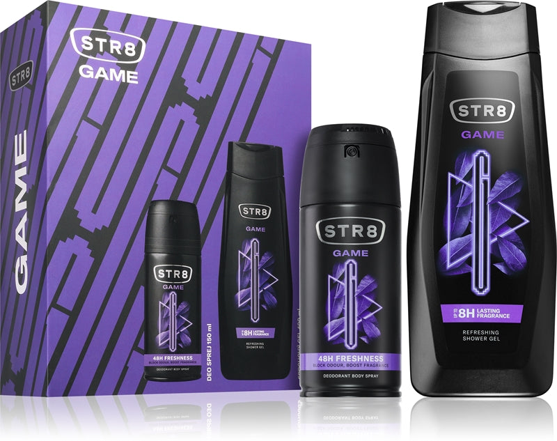 STR8 Game Set Presentbox Shower Gel för män 400ml + Deodorant Spray 150ml