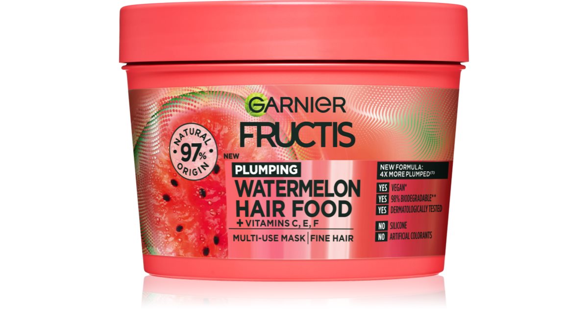 Garnier Fructis Hair Food Volumizing Watermelon Mask - för fint hår utan volym - 400ml