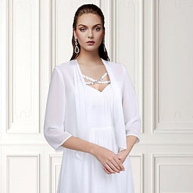 sjaals bolero dames elegant casual dagelijks 3-4 mouw chiffon bruiloft gast wraps met pure kleur voor bruiloft lenteamp; zomer