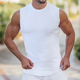 Men's Tank Top Vest Top Undershirt Sleeveless Shirt Muscle Shirt Plain Crewneck Sports  Outdoor Athleisure Sleeveless Clothing Apparel Fashion Streetwear Worko