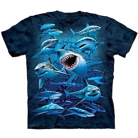 Para Meninos 3D Animal Tubarão Camisa Manga Curta Impressão 3D Verão Primavera Ativo Esportes Moda Poliéster Infantil 3-12 anos Ao ar livre Diário Normal