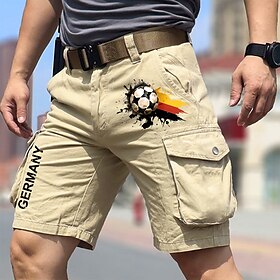 Homens Bermuda Cargo Com Cordão Bandeira Futebol Americano Resistente a rugas Comprimento do joelho Ao ar livre O negócio Diário Moda Designer Cáqui Micro-Elás