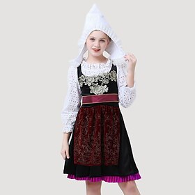 Carnival Oktoberfest Beer Costume Dress Dirndl Dutch Traditional Style Cloth Bavarian Maid  Netherlands German Munich Wiesn Girls'