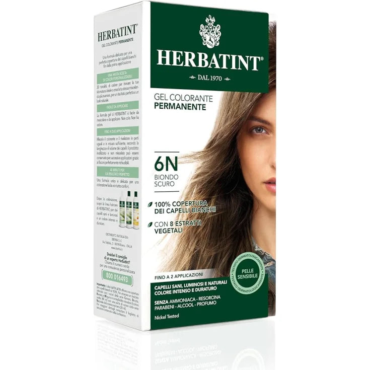 Permanent fargegel 6N mørk blond Herbatint 170 ml